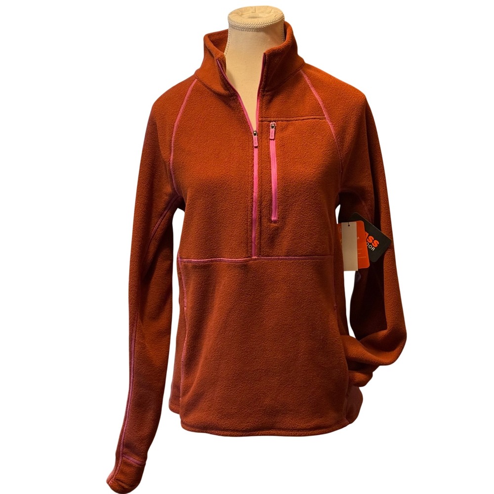 Size Small Bass Outdoor Women's Fleece Quarter Zip Pullover Burnt Henna NWT